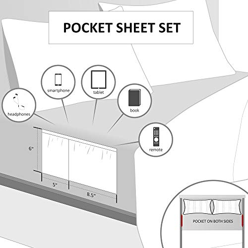 Comfort Spaces Bed In A Bag Comforter Set - College Dorm Room Essentials For Boys Bedding, Complete Dormitory Bedroom Pack And Sheet With 2 Side Pockets, Twin, Stripes Red/Grey #TOP7