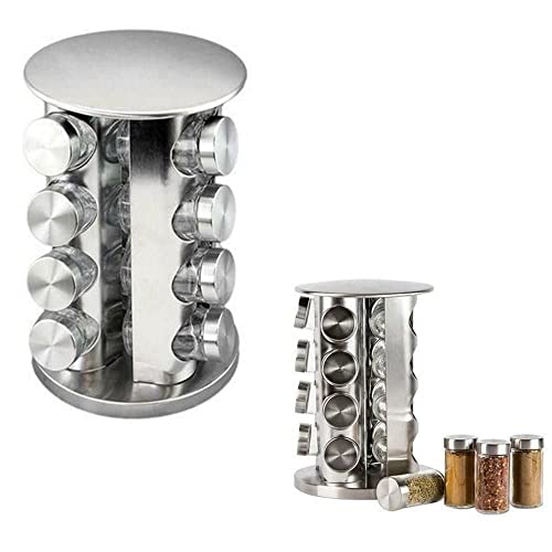 Porta Temperos Organizador Condimento Inox 16 Potes Giratório (Redondo Inox 16 Potes)