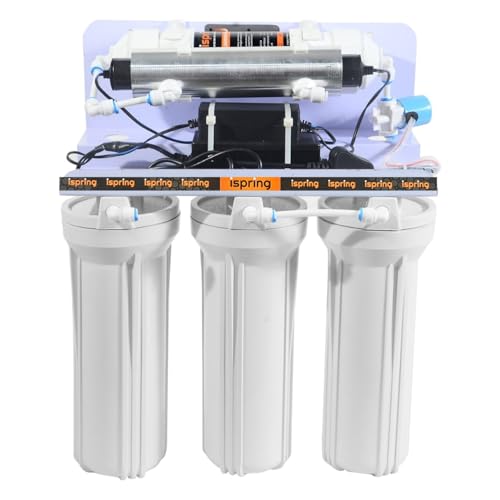 Image of iSpring 5 Stage UV Sterilizer Water Purifier | Open Design | Compact Wall-Mount and under sink | NO RO, NO Booster Pump, No Taste Change | Suitable only for Municipal Water with TDS <200PPM (35L)
