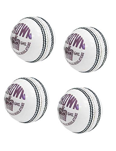 Balle de cricket pour entraînement et tournois T20 en cuir blanc lot de 4