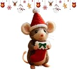 Filztiere – Entzückendes, kompaktes Weihnachts-Maus-Ornament aus weichem Stoff, Miniatur-Dekofigur, leichter Urlaubsakzent, geeignet für Fensterbänke im Innenbereich, Schlafzimmer, Wohnzimmer, Höhle,