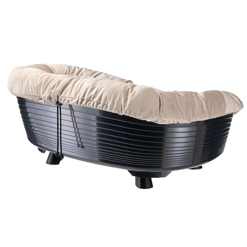 Lit surélevé pour chien et chat Ferplast noir 85x62cm avec coussin lavable
