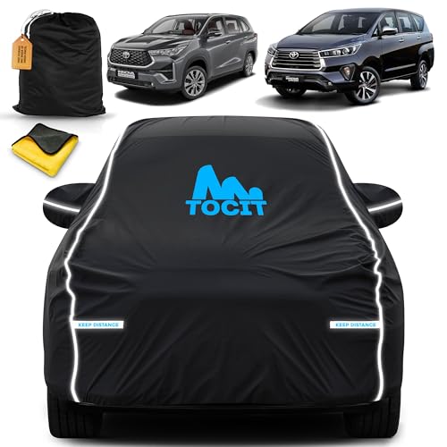 Image of Compatible OG Fitment Toyota Innova Crysta & Innova Hycross Waterproof Long Life Cover, Glow Reflective Tape, Premium Velvet Velour Fabric, Soft & Stretchable, Machine Washable, Tri-Stitch Custom Fit