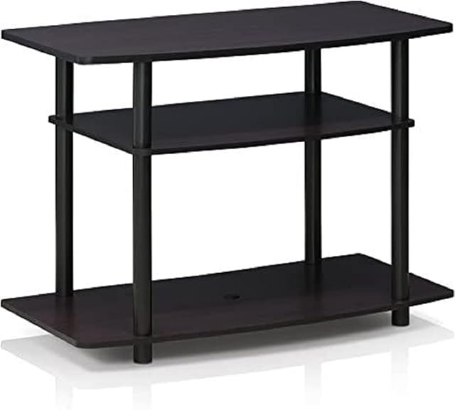 Furinno Turn-N-Tube No Tools 3-Tier TV Stands, TV Unit, TV Shelf, Dark Walnut, 80 (W) x 59.2 (H) x 40.1 (D) cm
