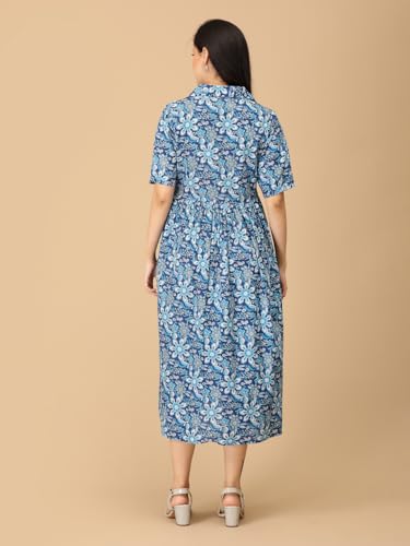 Image of The Mom Store Maternity and Nursing Dress | Pre and Post Pregnancy Dress for Womens | Zipper /Button Opening | Causal Wear | Trendy Stylish Causal Dresses for New Moms