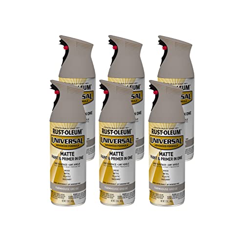 Image of Rust-Oleum 376724-6PK Universal All Surface Spray Paint, 12 oz, Matte Farmhouse Greige, 6 Pack