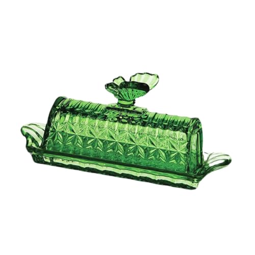 RMWHGDUL Mantequera de Cristal, Plato para Pasteles, Soporte para, Plato para Queso, Recipiente para para Mostrador O Barra, Verde, tal como se describe