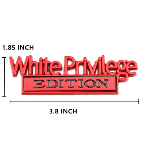 2 Pcs White Privilege Edition Emblem Car Side Rear Front Hood Trunk Door Badge 3D Decal Sticker Fit for Car Truck SUV (White Privilege, Red)