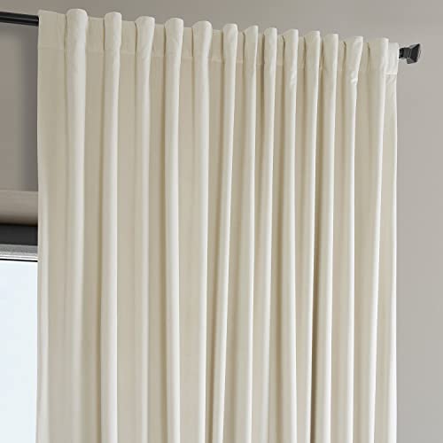 Image of HPD Half Price Drapes Signature Plush Extra Wide Velvet Blackout Curtains for Bedroom (1 Panel), 100W X 108L Hotel Black Out Curtains for Living Room, Thermal Insulated Blackout Curtains, Diva Cream