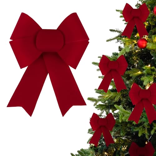 BETESSIN Rote Schleifen Weihnachten - 6 Stück Weihnachtsschleifen...