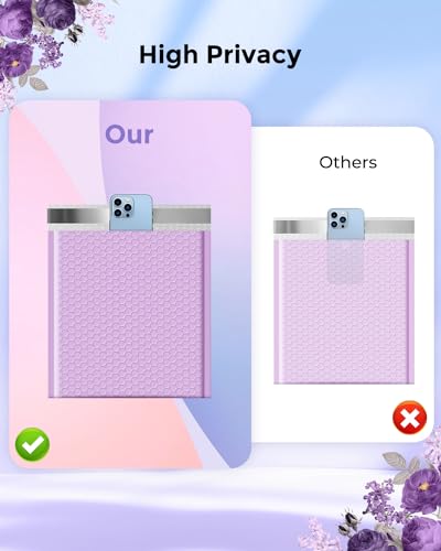 Image of Metronic Bubble Mailer 8.5x12 inch 40 Pack Lavender Waterproof Padded Envelopes | Usable Size 8.5x11 Light Purple Bubble Mailers Seal Sealing Bubble Envelopes for Packaging, Mailing, Shipping Books