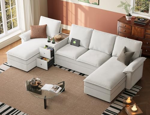 LINSY HOME Modular Sectional Couches, 115" U Shaped Cloud Sofa wi...