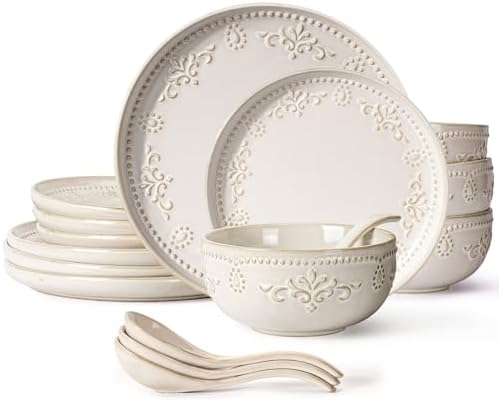 Artena Plates And Bowls Sets, 16 Pieces Dinnerware Sets, Dish Set...