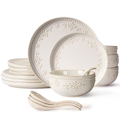 Artena Plates And Bowls Sets, 16 Pieces Dinnerware Sets, Dish Set...