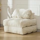OPULENTHOME Canapé lit Convertible Pliable avec Oreillers,3 in 1Fauteuil-lit Convertible en Velours côtelé avec Coussins,Canapé Paresseux/Chauffeuse pour Chambre,Salon(190 x 85 x 20cm,Beige)
