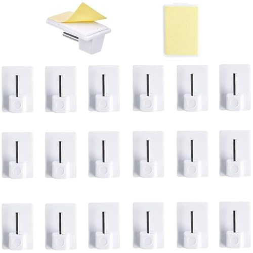 BFQZ 20 Piece Set of Plastic Adhesive End Window Hooks, Net Curtain Hooks, Plastic StickyHooks, Key Pendant Door BackHook, Self-AdhesiveHooks Window HooksAdhesive for Net Curtain Rods (White)
