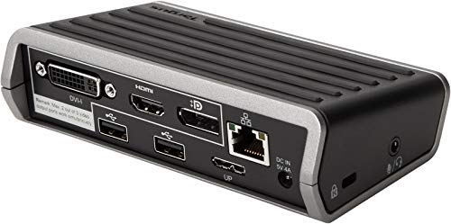Targus Universal 2K Laptop Docking Station, Single 2K or Dual HD Video, with Charging Power, Audio, & 4 USB 3.0 Ports for PC, Mac, & Android (DOCK120USZ), Gray/Black