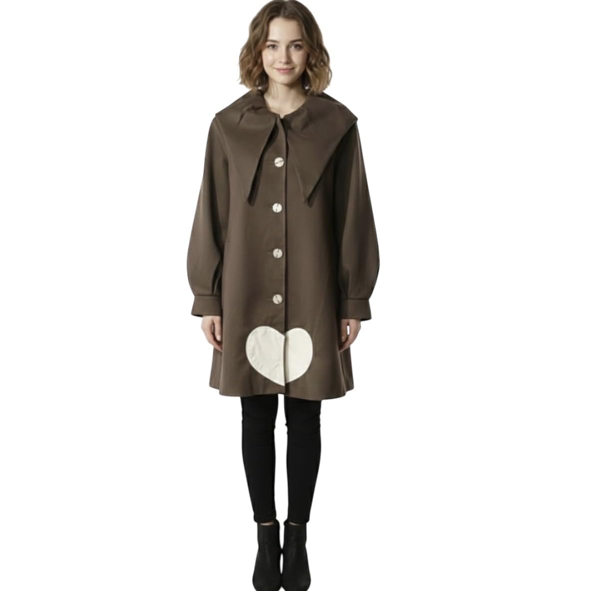 Women's Long Wool Blend Overcoat, Full Length Winter Coat, Warm Formal Outerwear with Collar and Pockets-picture-54