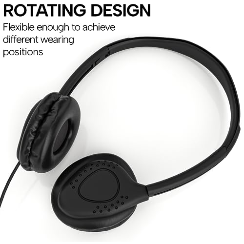 Maeline Bulk 10 Pack Stereo Headphones With In-Line Volume Control, Wired On-Ear Headphones With Soft Earpads For Classroom, Student Online Learning thumb #1