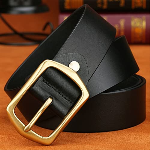 Cinturón de cuero con hebilla para hombre, de piel de vaca, para jóvenes, de mediana edad, informel (couleur : A, tamaño : 115 cm)
