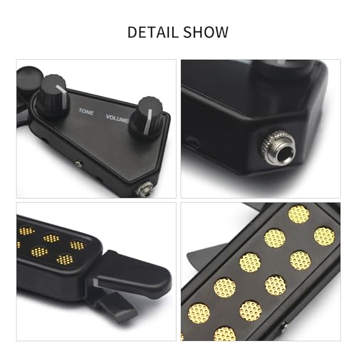 MAXCHEER JD Metal Case Soundhole V/T Control Pickup 12 Sound Hole Pickup Magnetic Pickup Transducer with Volume/Tone Kit for Acoustic Guitar - Thumbnail 5