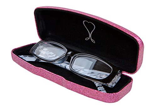SPUNKYsoul The Original Pink Dazzling Sparkle Smooth Glitter Hard Women's Eye Glasses Case for Women (LARGE POETIC PINK) - Thumbnail 5
