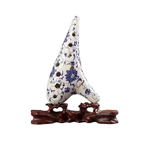 KMDSM Ocarina, tono medio C de 12 hoyos, Ocarina profesional de porcelana azul y blanca, el mejor regalo (Color : Natural)