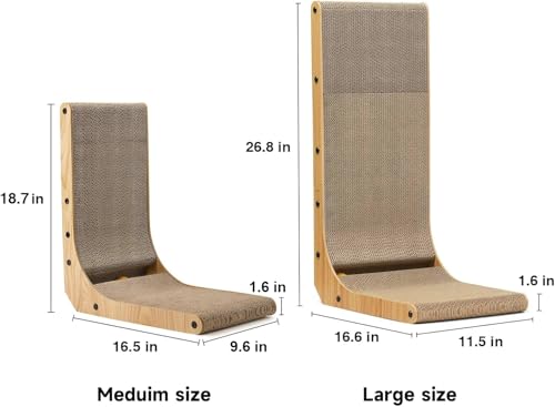 image for FUKUMARU Cat Scratcher, 18.7 Inch L Shape Cat Scratch Pad Wall Mounted