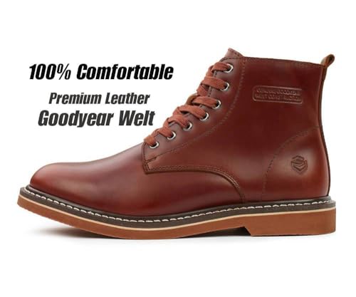 Men's 6" Service Boot,Casual Work Boots, Full-Grain Leather,Comfortable Rubber Outsole,Slip /0il/Acid Resistant Outsole,Removable Memory Foam PU lnsole, Soft toe Wine Work Boots2