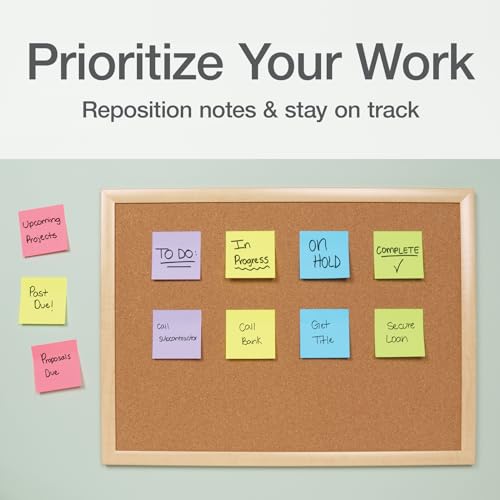 Image of Redi-Tag Sticky Notes, Power Stick Notes, Adhesive Reminders, 3 inch x 3 inch Reusable Notes, Strong Adhesive Memos, Assorted Bright Colors, 12 Pack (1000976)