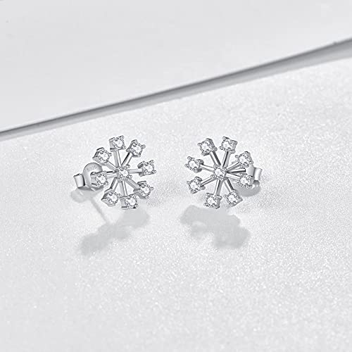 Snowflake Studs Earrings 925 Sterling Silver Snowflake Earrings Snowflake Jewelry Gifts for Wome Christmas Earrings3