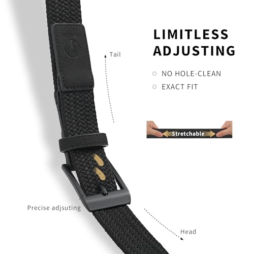 Mile High Life Braided Stretch Golf Belt Pin Oval Solid Color Buckle Leather Loop End Tip Belt For Men/Women/Junior3