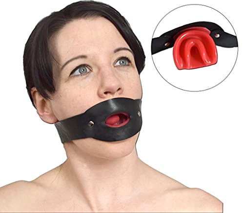Bâillon de bouche en latex avec surface de morsure douce et langue élastique pour bondage SM