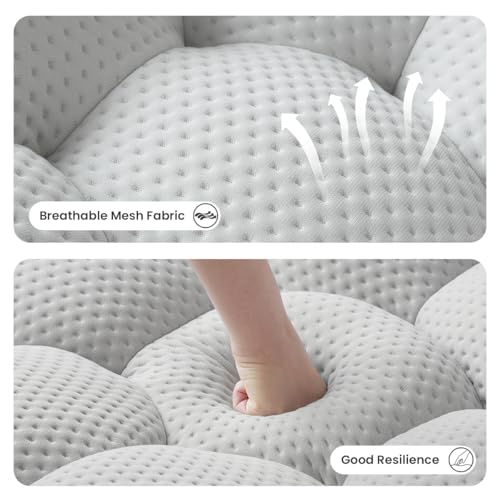 Sdorens Bubble Couch with Ottoman, Modern 3-Seater Round Floor Couch, 3D Honeycomb Shape Bubble Sofa Curved Sofas for Living Room, Circle Boneless Couches, No-Assembly (Light Grey, 98.43+41")