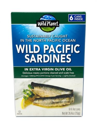 Wild Planet Wild Pacific Sardines in Extra Virgin Olive Oil, 4.4 Ounce (6 Count)