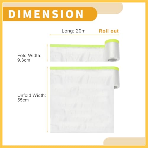 Image of 1 Pcs Universal Pre-Taped Masking Film Plastic Cover PE Film Paper White Green 55x2000cm / 65.62ftx21.65 inch Auto Replacement Parts
