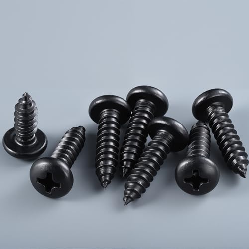 image for BNUOK #8 x 1-1/2 Inch Pan Head Wood Screws, Phillips Drive, Black Oxid