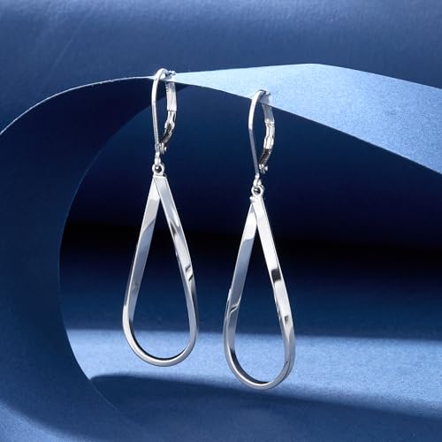 ALEXCRAFT 925 Sterling Silver Teardrop Leverback Earrings for Women Trendy Waterdrop Drop Twisted Dangle Earrings Jewelry 14K Gold Plated Hypoallergenic Boho Leverback Dangle Earring2
