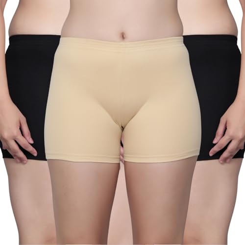 Image of Aimly Cotton Stretchable Cycling Gym Yoga Above Knee Slip Shorts for Women Combo Pack of 3