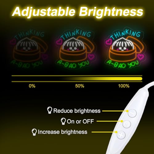 Image of Thinking A Bao You Neon Sign, China Dumpling Led Light, Chinese Food Wall Art, Restaurant Wall Decor, Xiaolongbao, steamed buns,kitchen Club Cooking Classroom Dinning Room Birthday Party