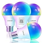 Linkind Matter Smart Light Bulb, Smart Bulbs Work with Apple Home, Siri, Alexa, Google, SmartThings, LED RGBTW Color Changing Bulbs Music Sync,A19 E26 60W 800LM, 2.4GHz WiFi Only, 4 Pack