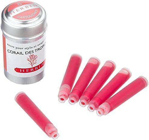 Herbin 20159T – Scatola di 6 cartucce d’inchiostro per penna stilografica e roller, prodotto senza packaging, Rosso (Corallo dei Tropici)