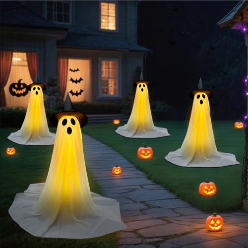 JOKOSIS Halloween Decorations Outdoor & Indoor Decor - 2 Pack 59-inch Remote Control Spooky Ghost String Lights with Witch Hats の商品画像 7