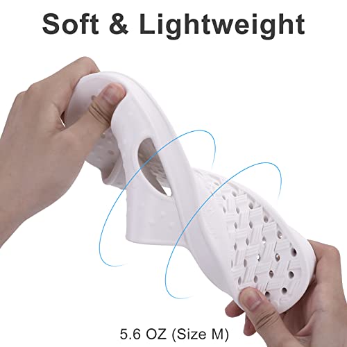 Shevalues Shower Shoes For Women With Arch Support Quick Drying Pool Slides Lightweight Beach Sandals With Drain Holes, White-Update Version 6.5-7.5 Women / 5-6 Men #TOP2