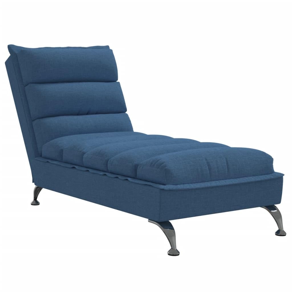 vidaXL Chaiselongue mit Kissen, Liegesessel mit Sperrholzlatten Metallbeine, Relaxliege für Wohnzimmer, Relaxsessel Liegestuhl, Blau Stoff