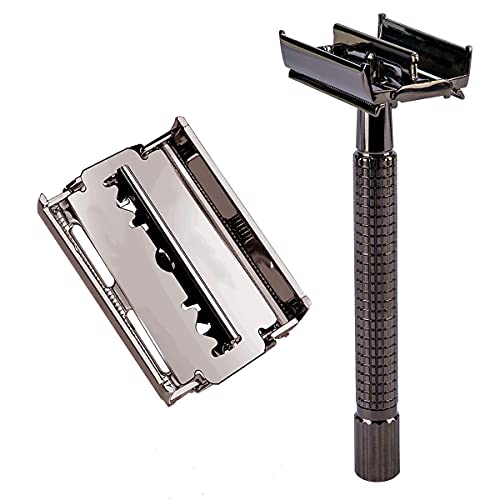 Grandslam Shaving Kit For Men, Safety Razor With 10 Blades, Shaving Brush, Stand And Soap Cream, Stainless Steel Bowl, Canvas & Leather Dopp Kit Gift Set #TOP5