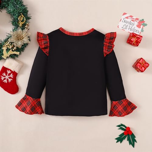 Image of HOORGIN Girls Long Sleeve Shirts Cute Ruffle Shoulder Crewneck for Fall Toddler Girl Clothes