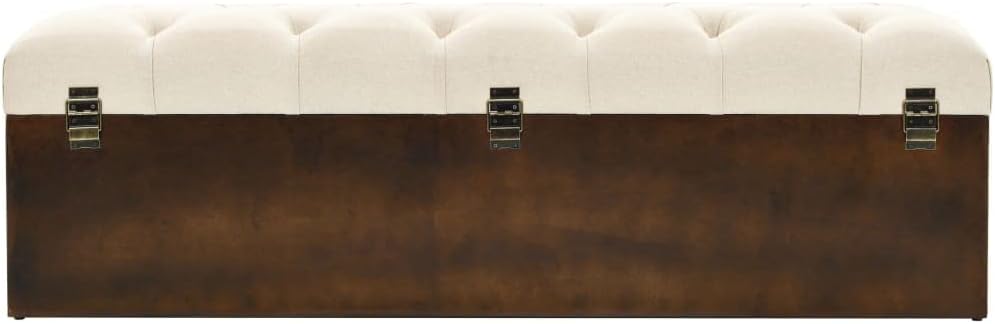 vidaXL Storage Bench, Storage Trunk, Entryway Bench with Storage, Hallway Bench for Hallway Living Room Doorway, Retro, Cream Solid Fir Wood