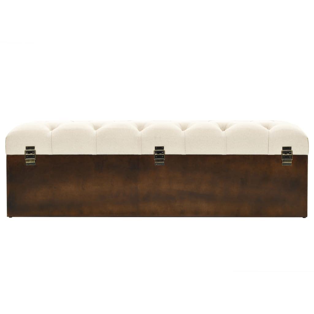 vidaXL Banco con almacenaje 110 cm Madera Maciza de Abeto Color Crema y
