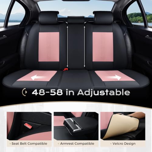 Image of Coverado Car Seat Covers Full Set, Front Seat Covers with Lumbar Support and Back Seat Cover Waterproof Leather Automotive Seat Cover, Universal Car Interior Protectors Cushion for Most Cars